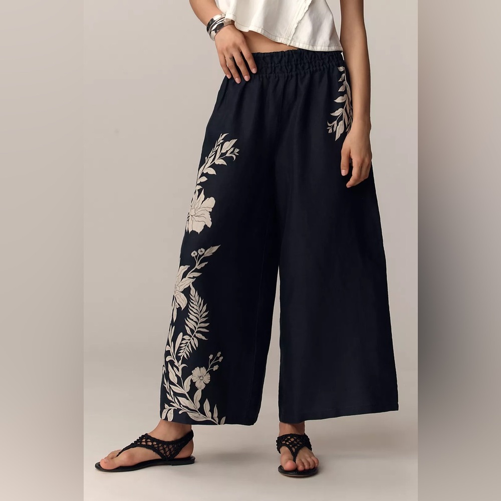 Anthroplogie The Somerset Pull-on Trousers: Printed Linen Edition - Picture 2 of 5